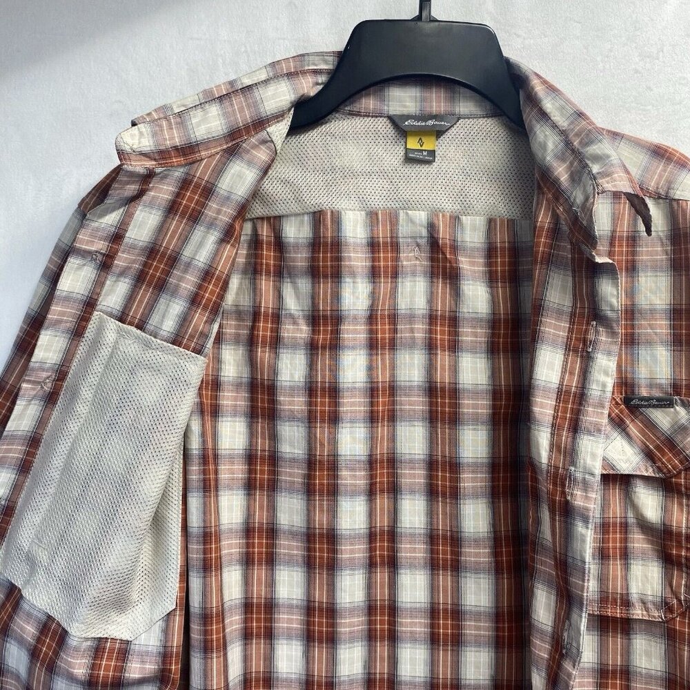 Eddie Bauer Plaid Collared Button-Up Short Sleeve Shirt Men Medium Multicolor - Picture 15 of 16